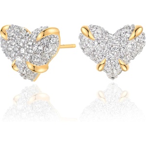 image:imageMEVECCO 18K Gold Plated Stud Earrings for Women Cubic Zirconia Dainty Small Minimalist Shape Jewelry for Everyday Stackable Styleheart