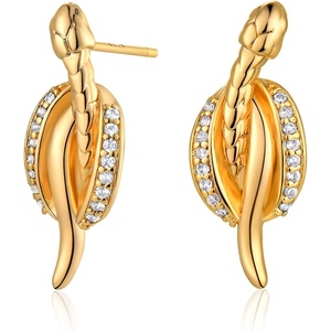 image:imageMEVECCO Dainty Snake Earrings Studs for Women  18K Gold Plated Boho Small Tiny Minimalist Stud EarringsCoiled