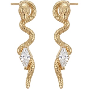 image:imageMEVECCO Dainty Snake Earrings Studs for Women  18K Gold Plated Boho Small Tiny Minimalist Stud EarringsWhite CZ Snake Studs