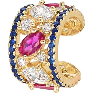 image:imageMEVECCO Ear Cuff Non Piercing 18K Gold Plated Ear Cuff Earring Sets Clip on Cartilage Turquoise Red Ruby CZ Heart Flower Fake Hoop Earrings Stack Women Giftsmulticolor cuff