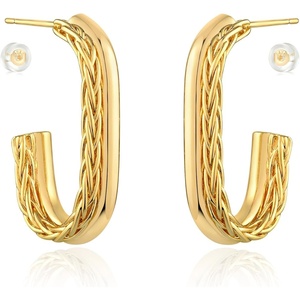 image:imageMEVECCO Gold Hoop Earring Sterling Silver Post Open Hoops 18K Gold Plated Small Hypoallergenic Gradual Earrings Jewelry for HerOShape