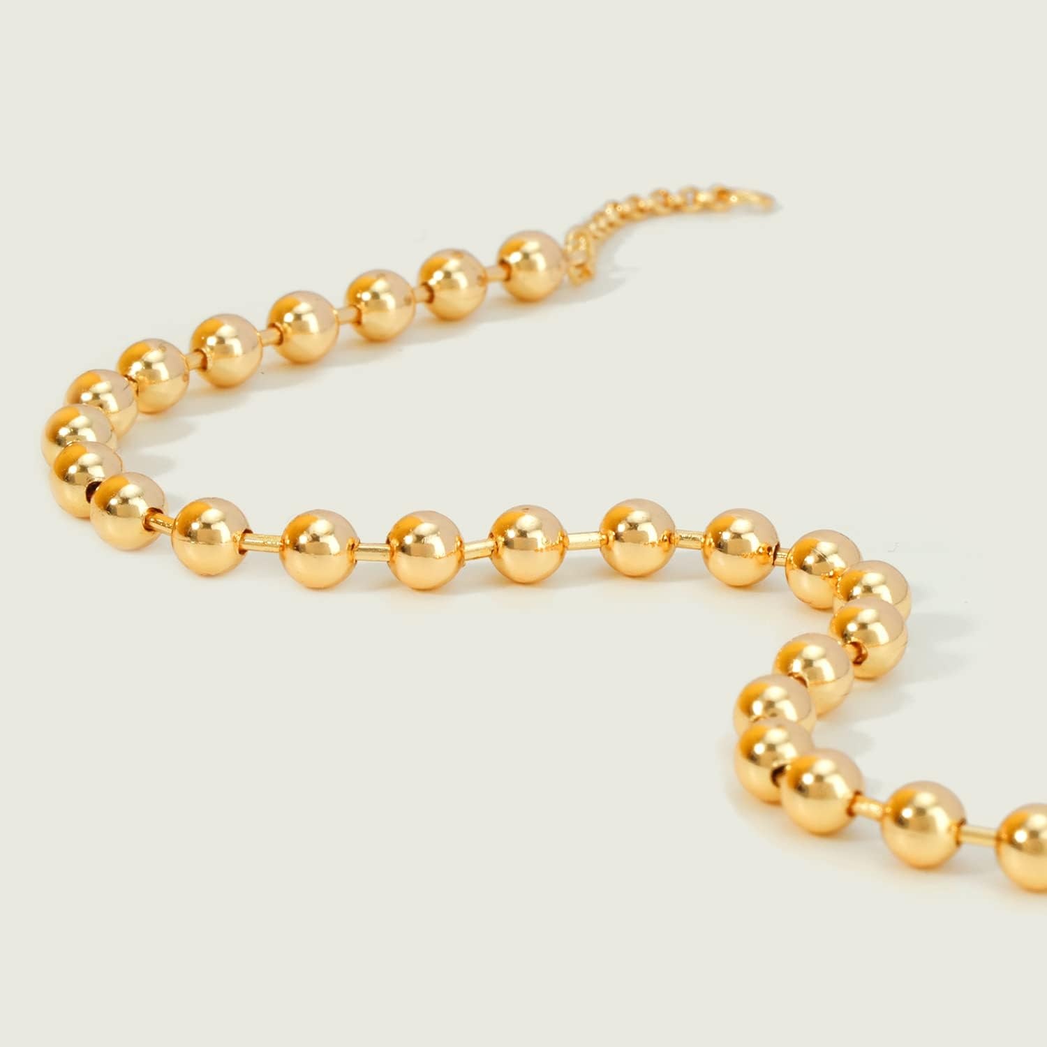 image:imageMEVECCO Gold Beaded Bracelets14K Gold Plated Handmade Cute Satellite Round Beads Dainty Chain Bracelet for Women 4mm