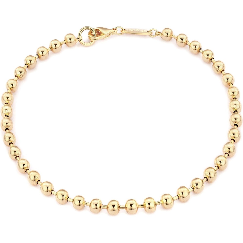 image:imageMEVECCO Gold Beaded Bracelets14K Gold Plated Handmade Cute Satellite Round Beads Dainty Chain Bracelet for Women 4mm