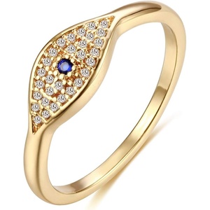 image:imageMEVECCO Gold Cubic Zirconia Blue Evil Eye Stacking Ring14K Gold Plated Dainty Sapphireblue Colored Band Stackable Rings