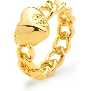image:imageMEVECCO Gold Dainty Heart Ring 18K Gold Plated Link Band Stackable Minimalist Heart Rings for Women Trendy Fashion Jewelry