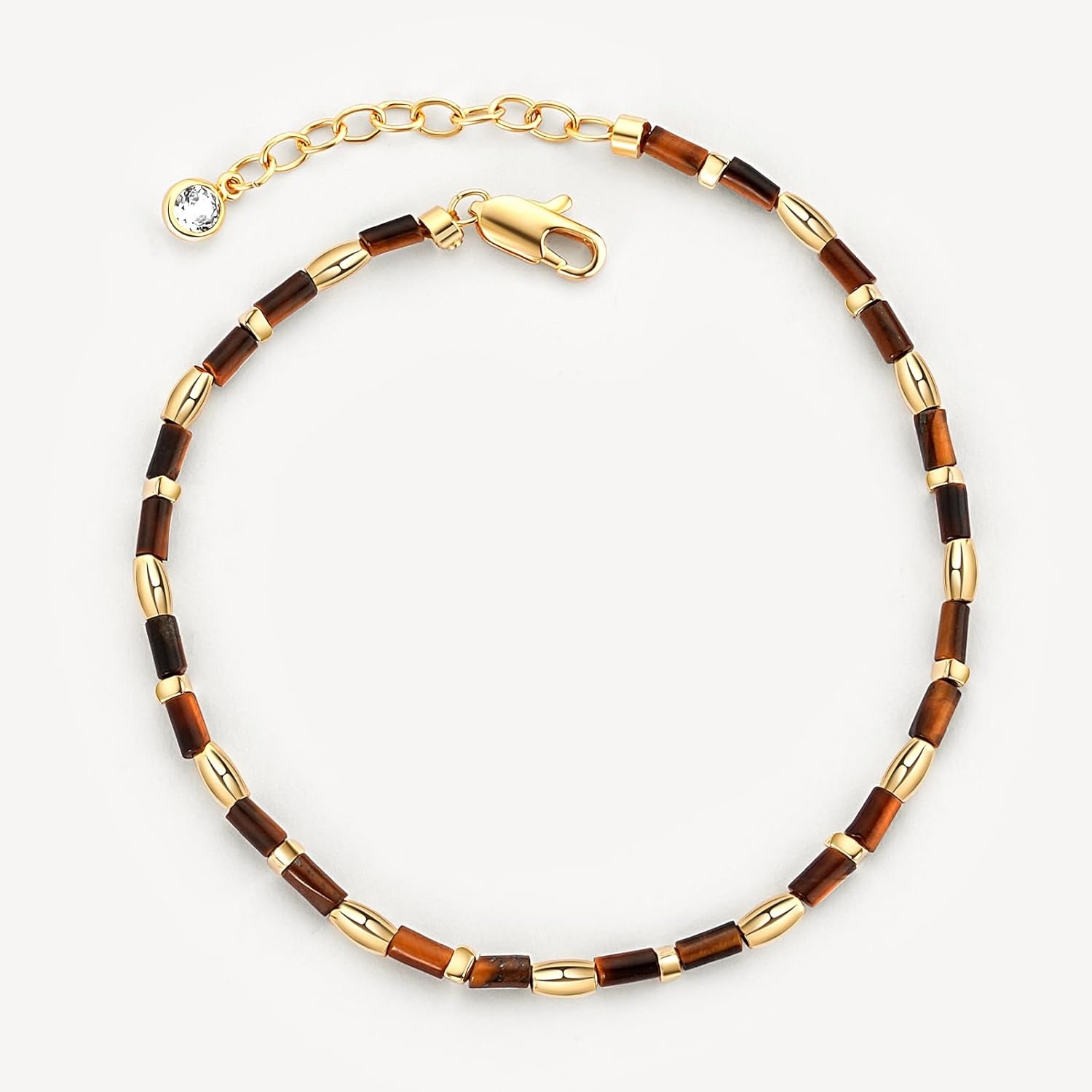 image:imageMEVECCO Gold Bracelet for Women 18K Gold Plated Stone Mixed Bracelet Handmade Gold Chain Bracelet Stack for Her Jewelry Gifts