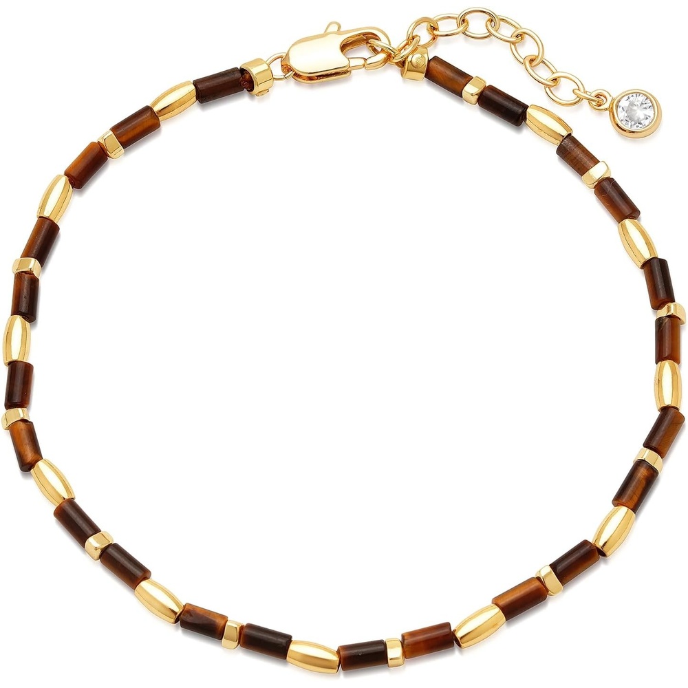 image:imageMEVECCO Gold Bracelet for Women 18K Gold Plated Stone Mixed Bracelet Handmade Gold Chain Bracelet Stack for Her Jewelry Gifts