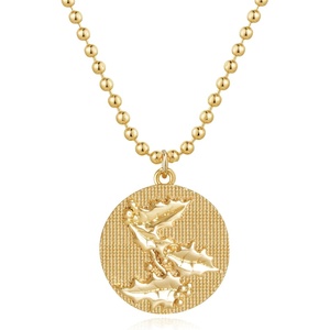image:imageMEVECCO Gold Birth Flower Coin Necklace for Women 12 Month Flower Pendent 18K Gold Plated with Beaded Chain Personalized Embossed Floral Disc Necklace Birthday GiftsDecember