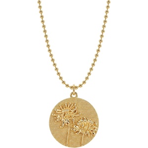 image:imageMEVECCO Gold Birth Flower Coin Necklace for Women 12 Month Flower Pendent 18K Gold Plated with Beaded Chain Personalized Embossed Floral Disc Necklace Birthday GiftsNovember