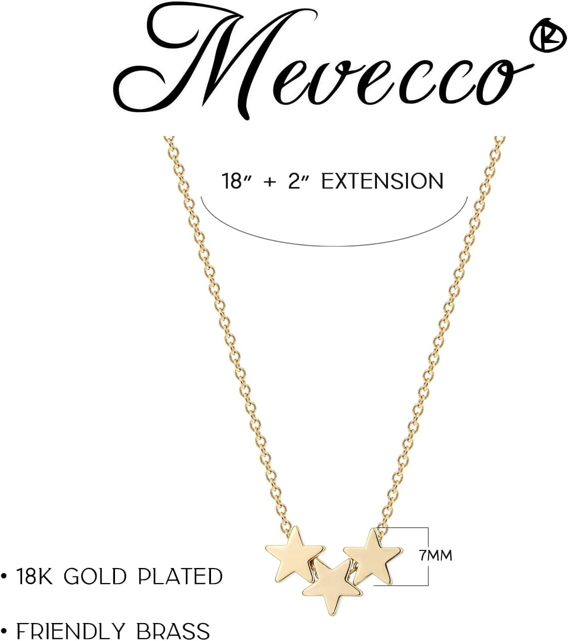 image:imageMEVECCO Lucky Star Pendant Necklaces18k Gold Plated Three Stars Handmade Generations Necklace for Grandma 3 Circles Necklace Mom Granddaughter Mothers Day Jewelry Birthday GiftStars