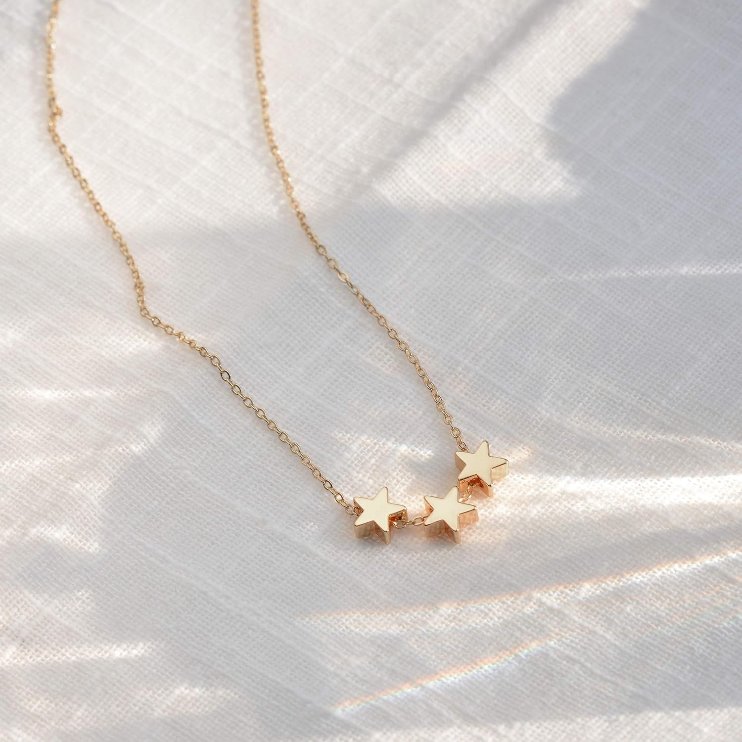 image:imageMEVECCO Lucky Star Pendant Necklaces18k Gold Plated Three Stars Handmade Generations Necklace for Grandma 3 Circles Necklace Mom Granddaughter Mothers Day Jewelry Birthday GiftStars
