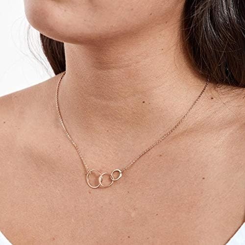 image:imageMEVECCO Lucky Star Pendant Necklaces18k Gold Plated Three Stars Handmade Generations Necklace for Grandma 3 Circles Necklace Mom Granddaughter Mothers Day Jewelry Birthday GiftThree Circle Gold