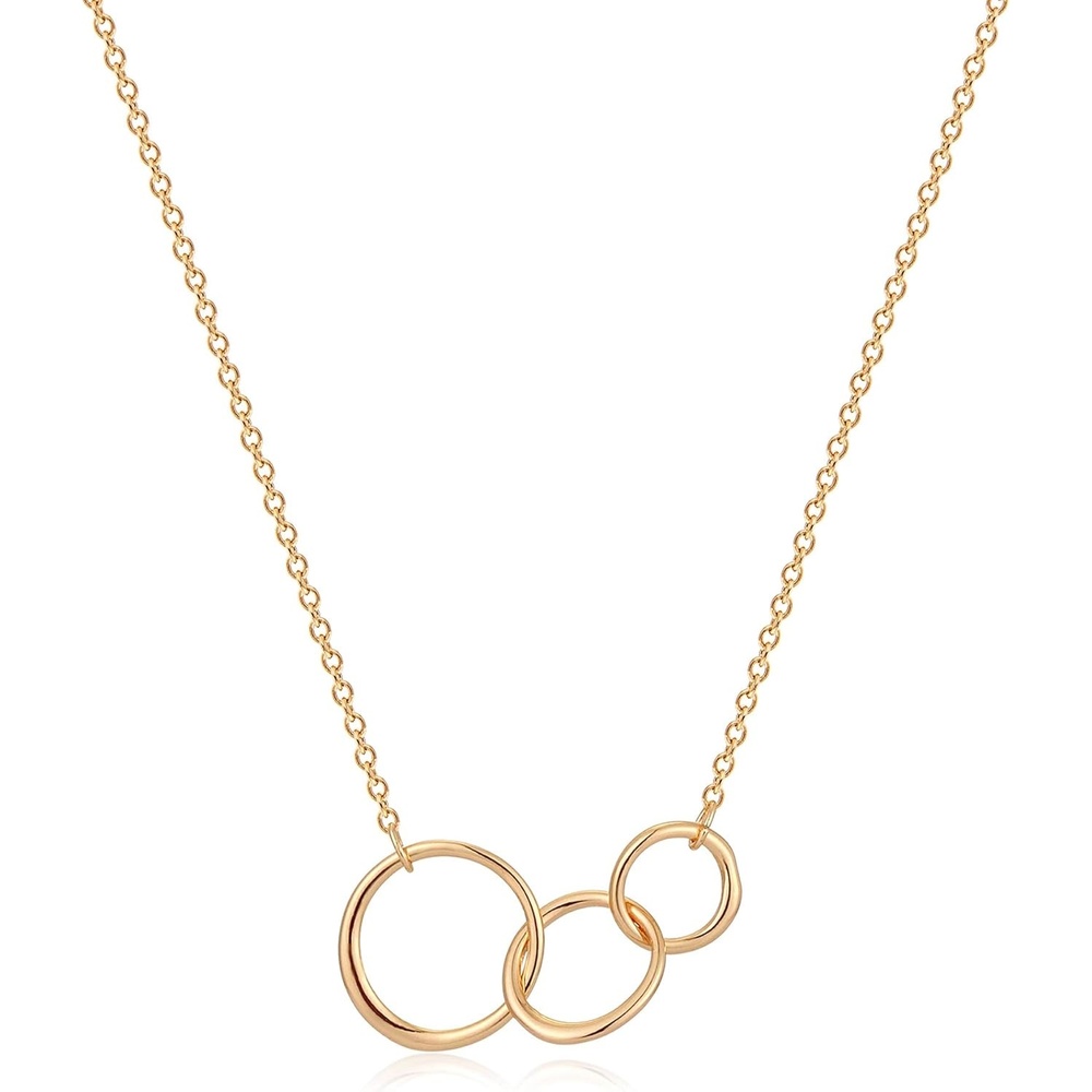 image:imageMEVECCO Lucky Star Pendant Necklaces18k Gold Plated Three Stars Handmade Generations Necklace for Grandma 3 Circles Necklace Mom Granddaughter Mothers Day Jewelry Birthday GiftThree Circle Gold