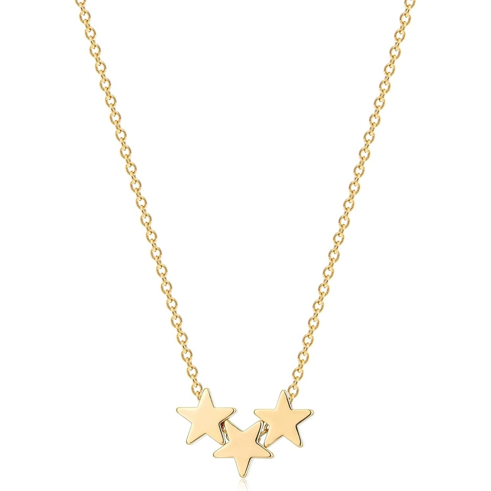 image:imageMEVECCO Lucky Star Pendant Necklaces18k Gold Plated Three Stars Handmade Generations Necklace for Grandma 3 Circles Necklace Mom Granddaughter Mothers Day Jewelry Birthday GiftStars