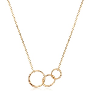 image:imageMEVECCO Lucky Star Pendant Necklaces18k Gold Plated Three Stars Handmade Generations Necklace for Grandma 3 Circles Necklace Mom Granddaughter Mothers Day Jewelry Birthday GiftThree Circle Gold