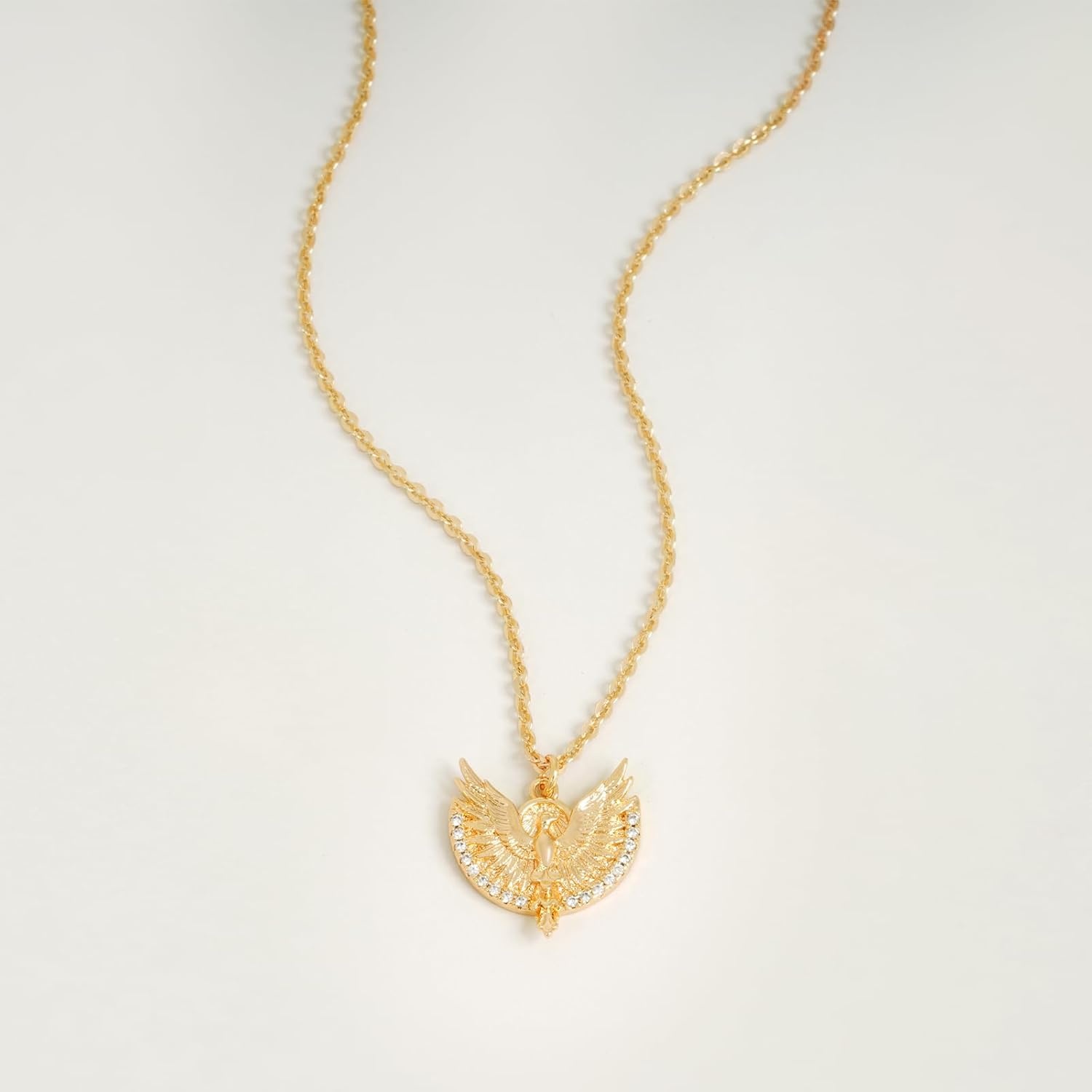 image:imageMEVECCO Dainty Gold Eagle Necklace 18k Gold Plated Vintage Cubic Zirconia Eagle Pendant Necklace Genuine Elegant for Jewelry Gifts