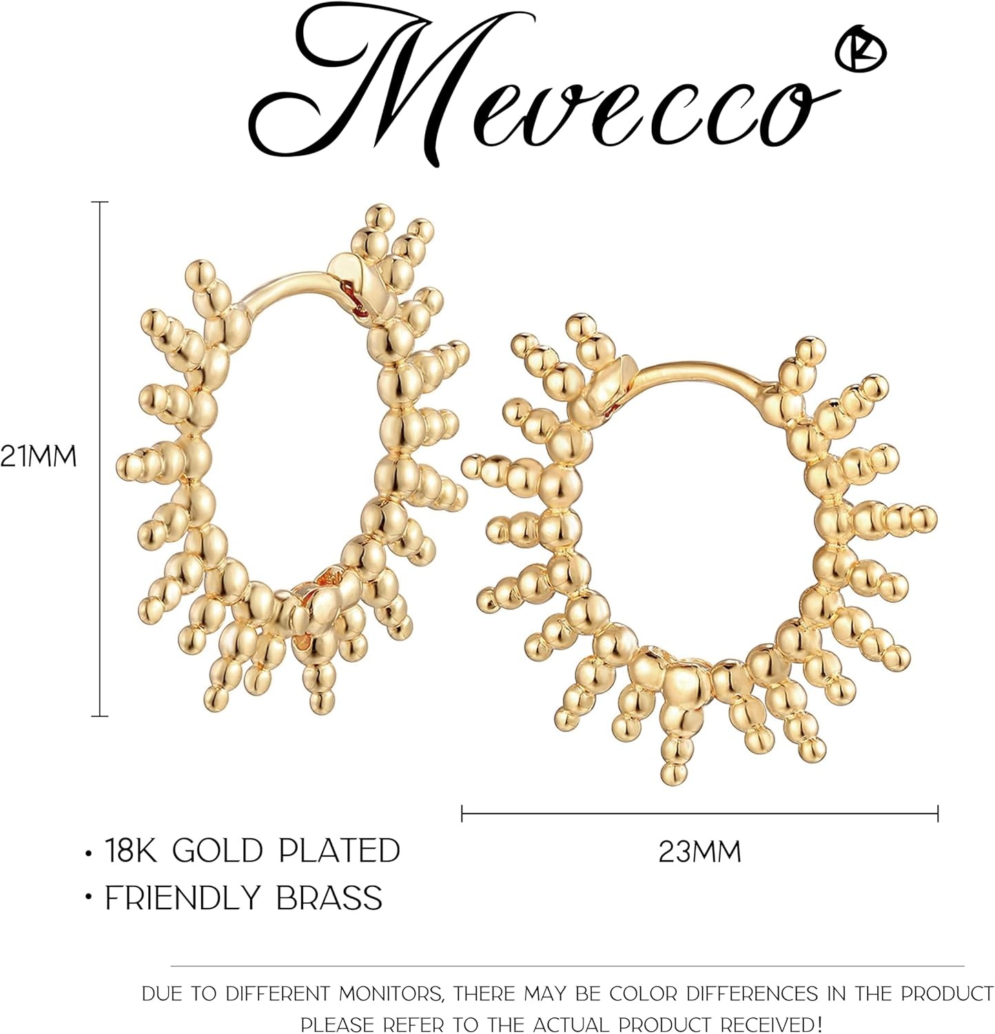 image:imageMEVECCO Dainty Gold Hoop Earrings for Women 18K Gold Plated Spike Huggie Hoop Earrings Geometry Handmade Minimalist Hypoallergenic Hoop Earrings for Her GiftsTassel Beads Hoop