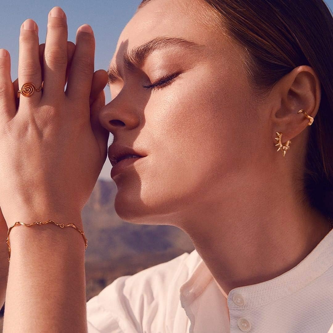 image:imageMEVECCO Dainty Gold Hoop Earrings for Women 18K Gold Plated Spike Huggie Hoop Earrings Geometry Handmade Minimalist Hypoallergenic Hoop Earrings for Her GiftsGeometry Dangle