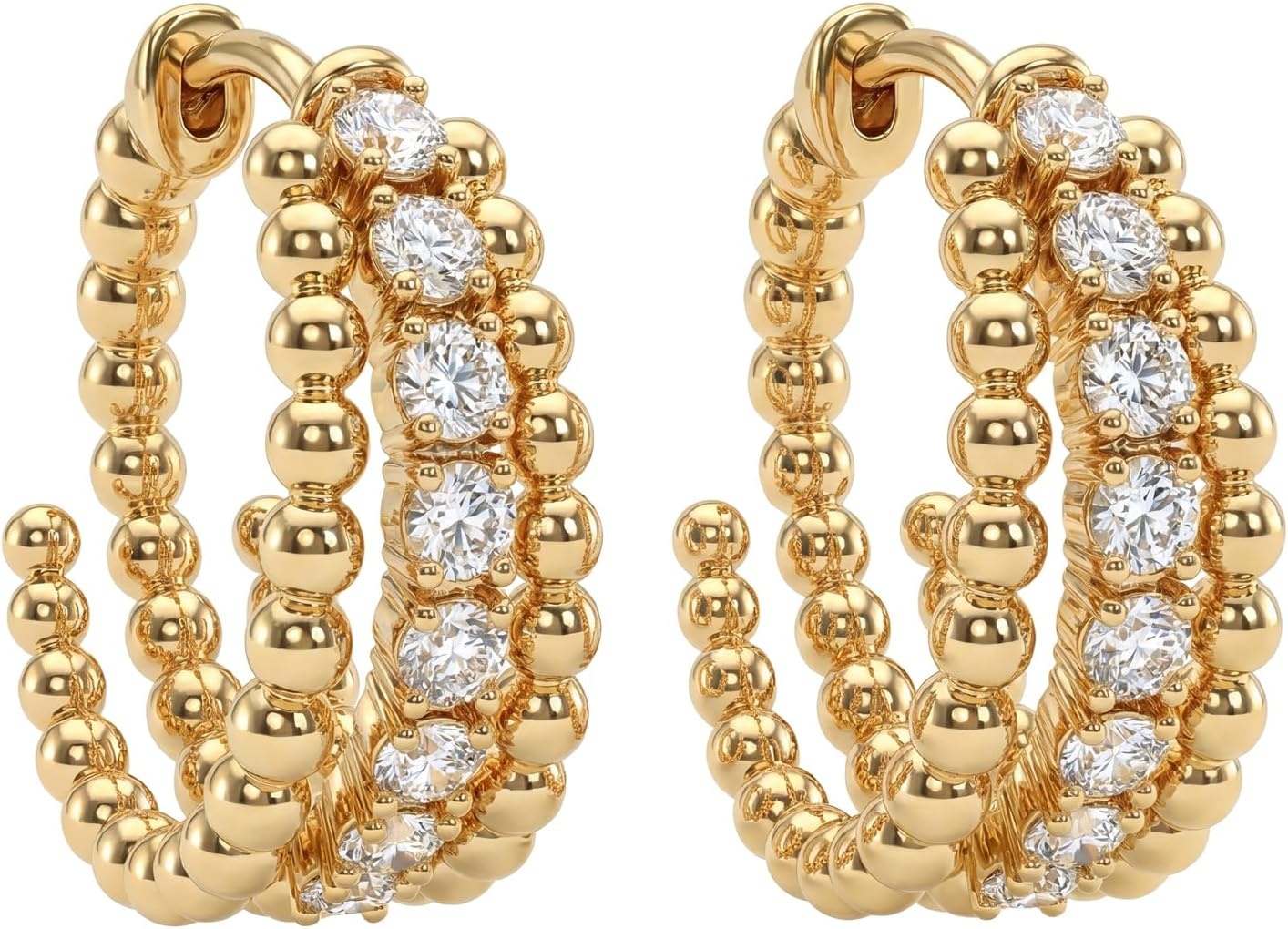 image:imageMEVECCO Gold Chunky Huggie Hoop Earring 18K Gold Plated Dainty Handmade Hypoallergenic Sleeper Hoop Earrings for WomenSlit Bead