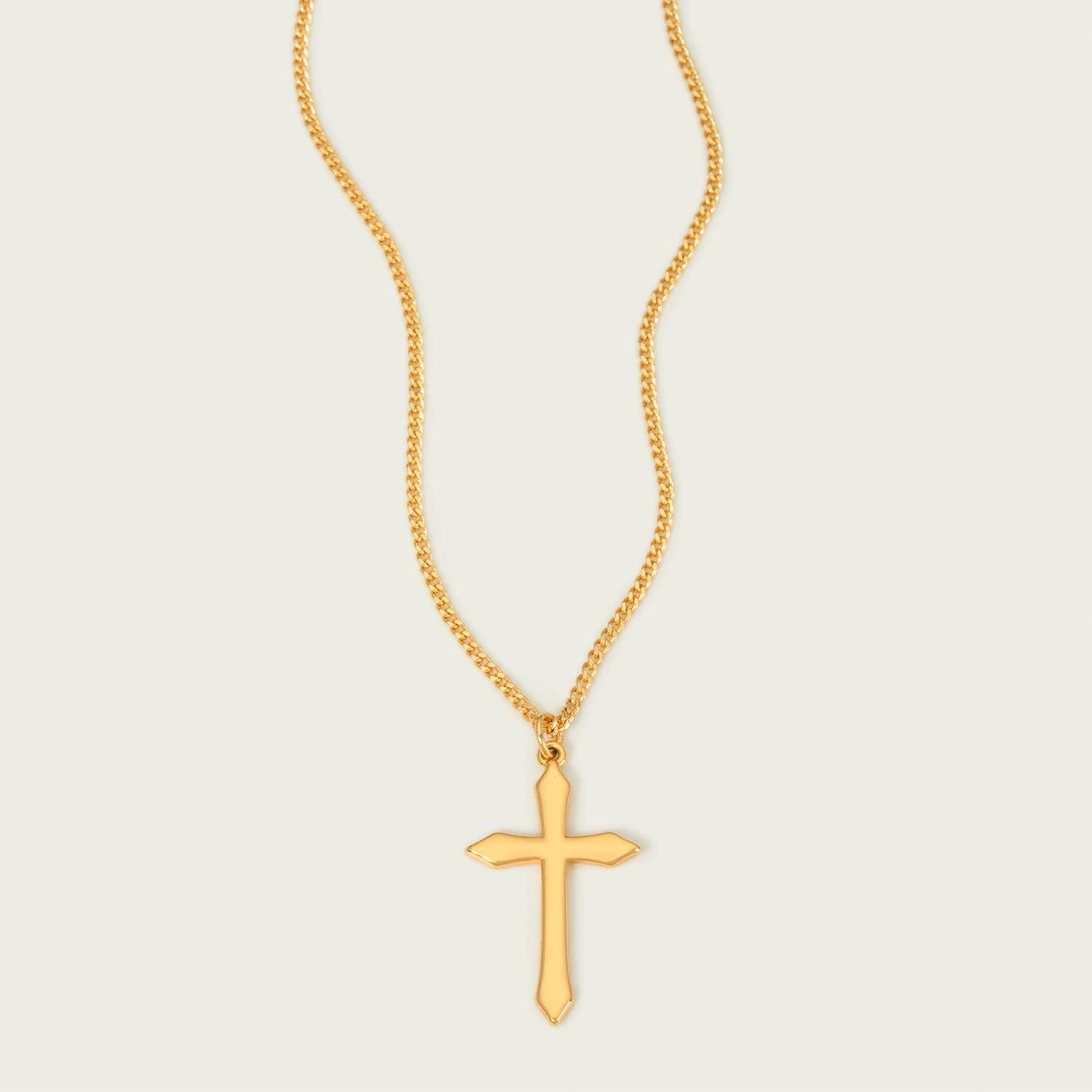 image:imageMEVECCO Gold Dainty Cross Necklace for Women18K Gold Plated Pointed Cross Faith Pendant Necklace Minimalist Handmade Crucifix Chain Jewelry Gift