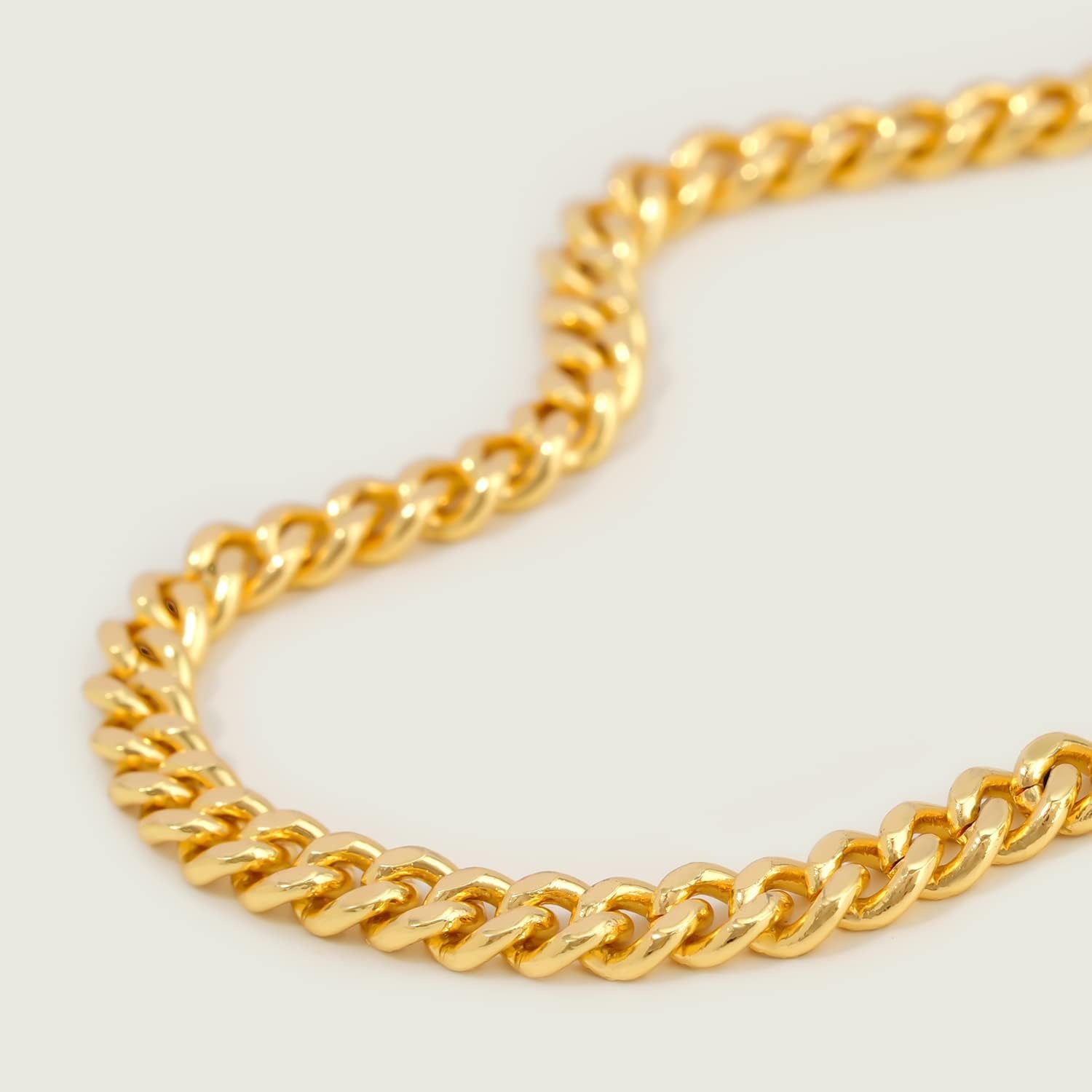 image:imageMEVECCO Gold Dainty Cuba Link Chunky Chain Bracelets18K Gold Plated Simple Wide Cuban Curb Chain Oval Handmade Cute Emboss Spiral Chunky Rolo Paperclip Chain Diamond Cut Dainty Bracelet for Women