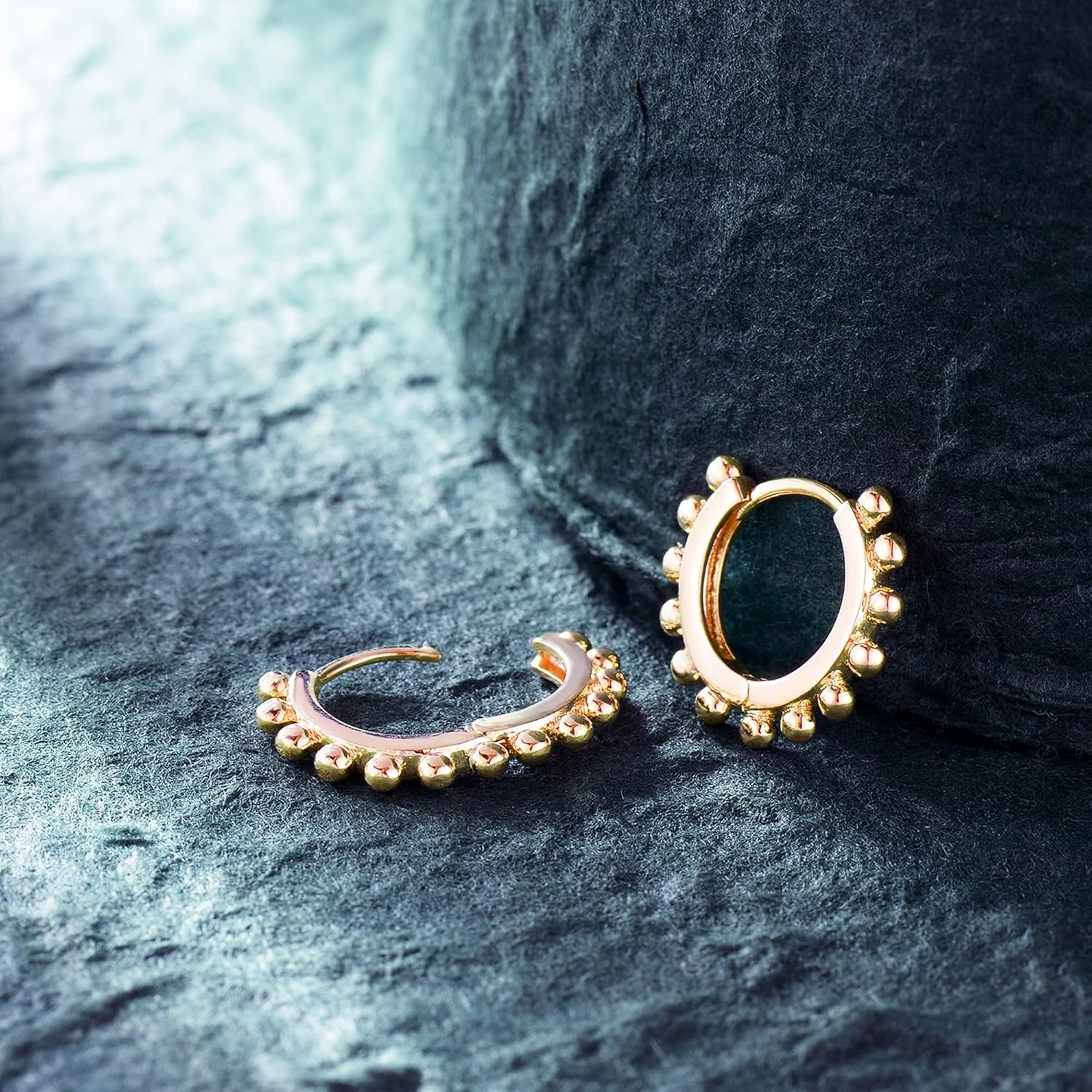 image:imageMEVECCO Gold Hoop Earrings for Women 18K Gold Plated Huggie Earrings Handmade Simple Minimalism Hoop Hypoallergenic Earrings for Everyday JewelryBeads