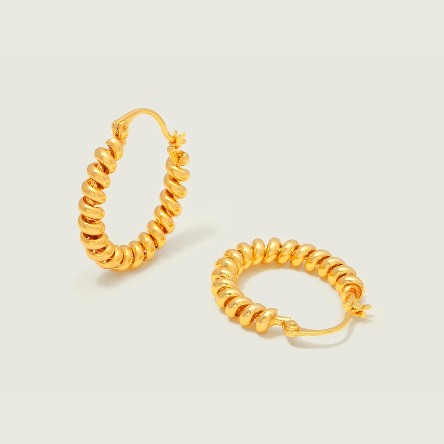 image:imageMEVECCO Gold Hoop Earrings for Women 18K Gold Plated Oval Hoop Earrings Simple Hypoallergenic Big Hoop Chunky Earrings Jewelry for HerCoil