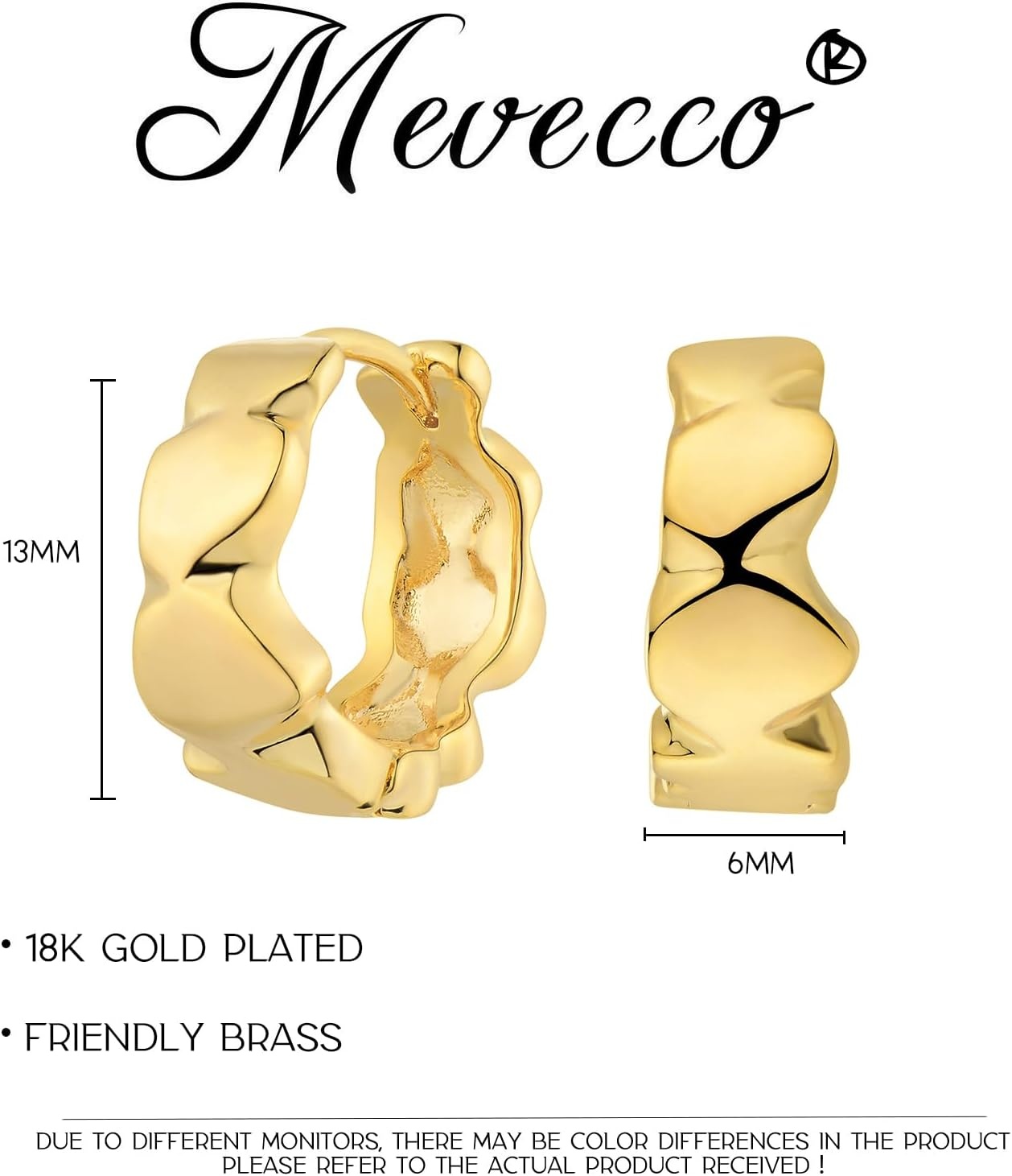 image:imageMEVECCO Gold Huggie Earrings 18K Gold Plated Hoop Delicate Cubic Zirconia Cuba Heart Earrings Minimalist Ear Jewelry for WomenStone