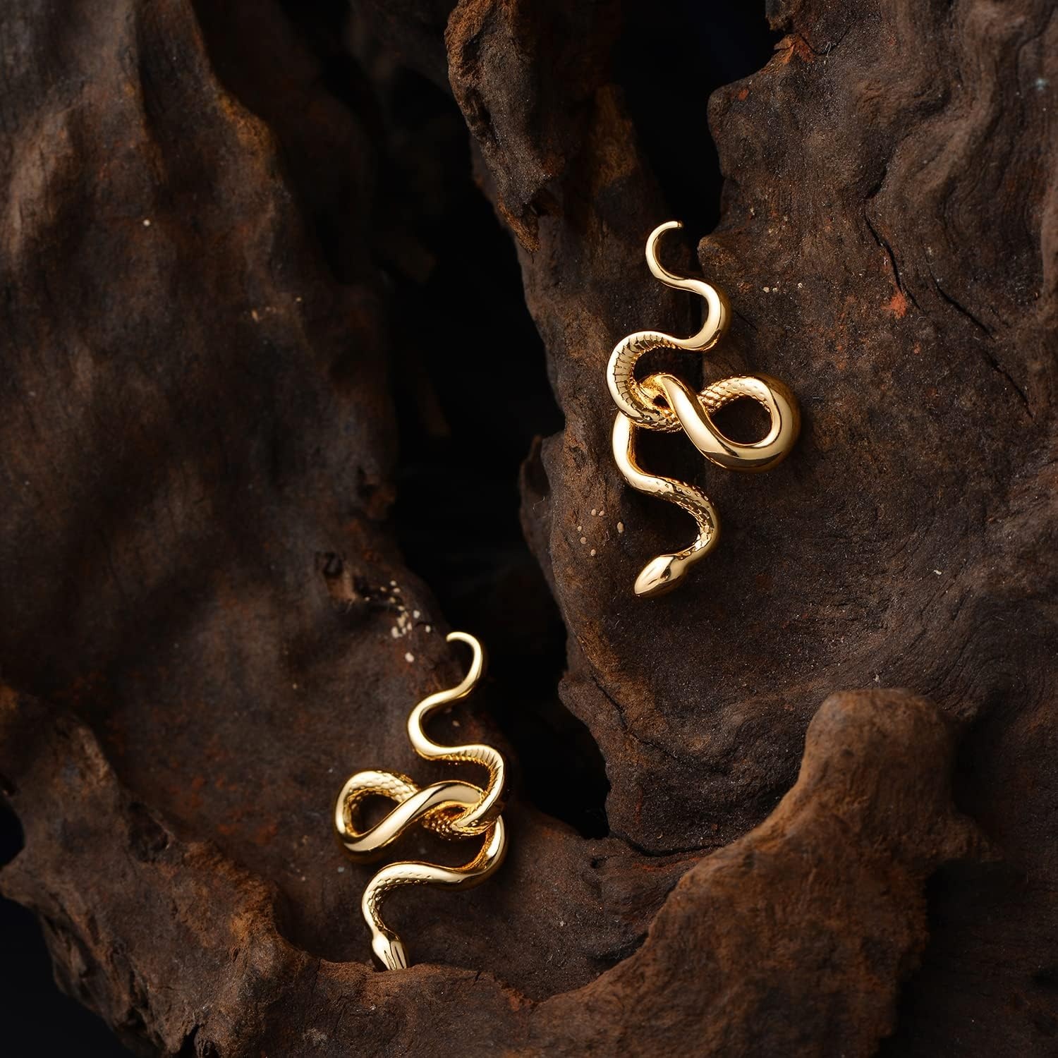 image:imageMEVECCO Gold Snake Stud Earrings for Women 18K Gold Plated Stud Earrings Dainty Snake Mini Cute Simple Delicate Minimalist Stud Earrings Gift for Her