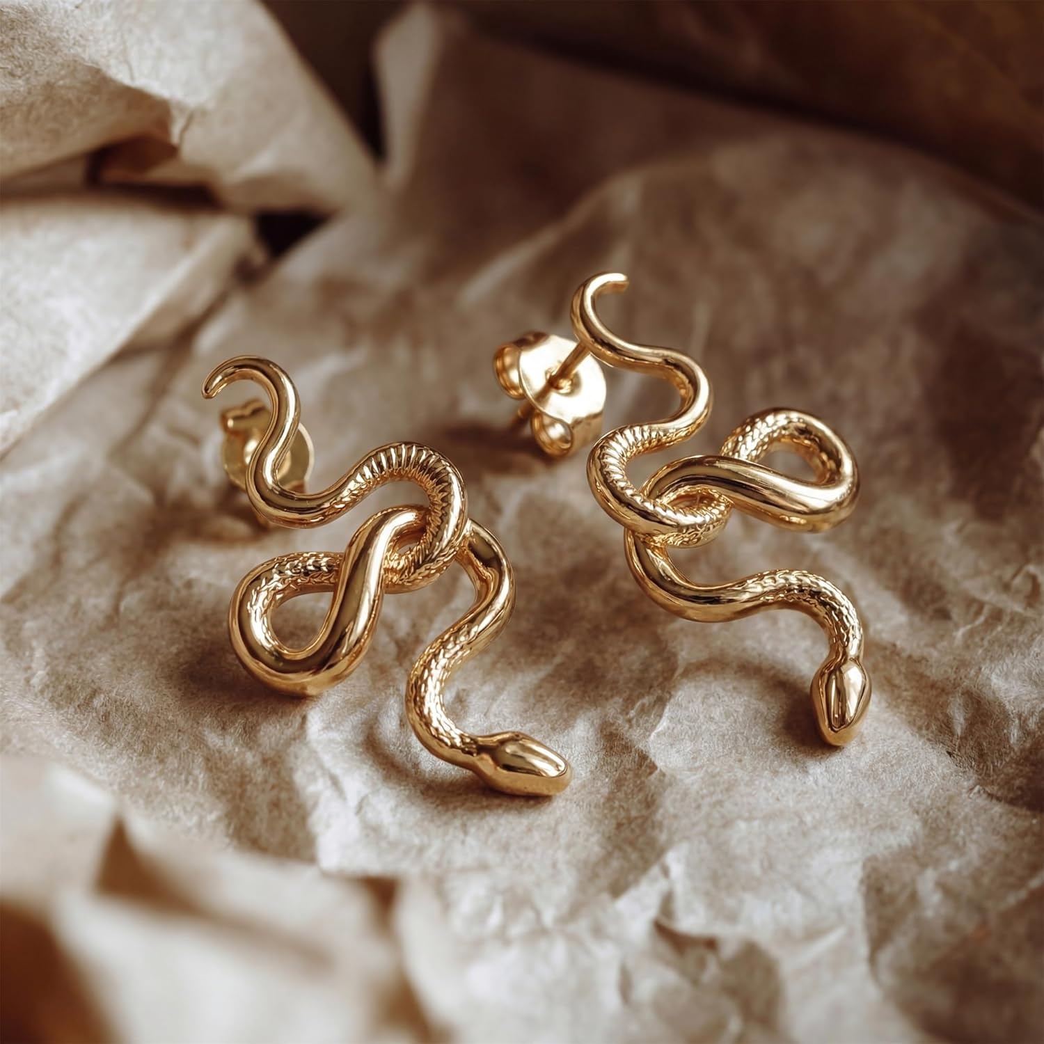 image:imageMEVECCO Gold Snake Stud Earrings for Women 18K Gold Plated Stud Earrings Dainty Snake Mini Cute Simple Delicate Minimalist Stud Earrings Gift for Her