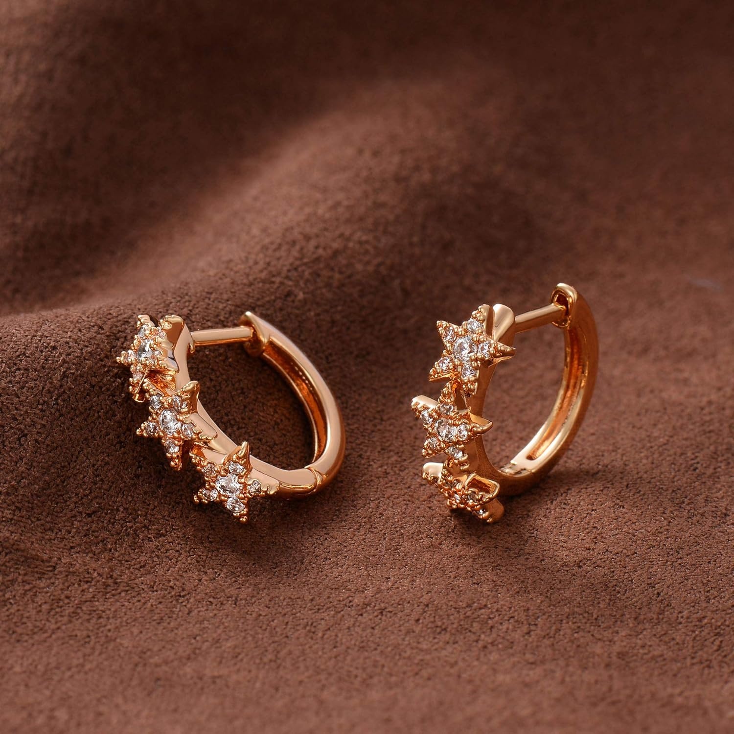 image:imageMEVECCO Gold Star Hoop Earrings for Women 18K Gold Plated Hoop Earrings Handmade Simple Minimalism Hoop Hypoallergenic Earrings for Everyday Jewelry