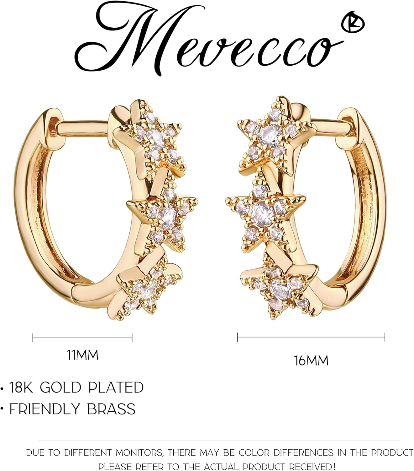 image:imageMEVECCO Gold Star Hoop Earrings for Women 18K Gold Plated Hoop Earrings Handmade Simple Minimalism Hoop Hypoallergenic Earrings for Everyday Jewelry