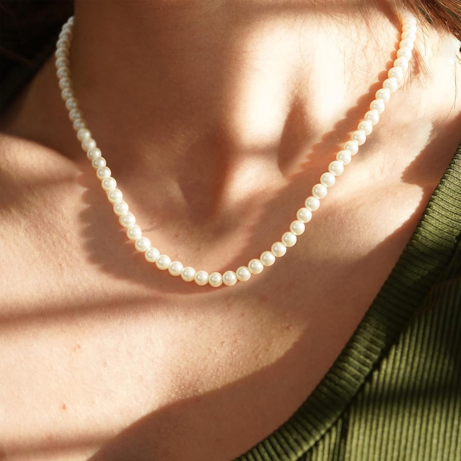 image:imageMEVECCO Gold Station Chain Choker Necklace14K Gold Plated Dainty Pearl Chain Short Necklace Delicate Fashion Choker Necklace Jewelry Gifts for Women