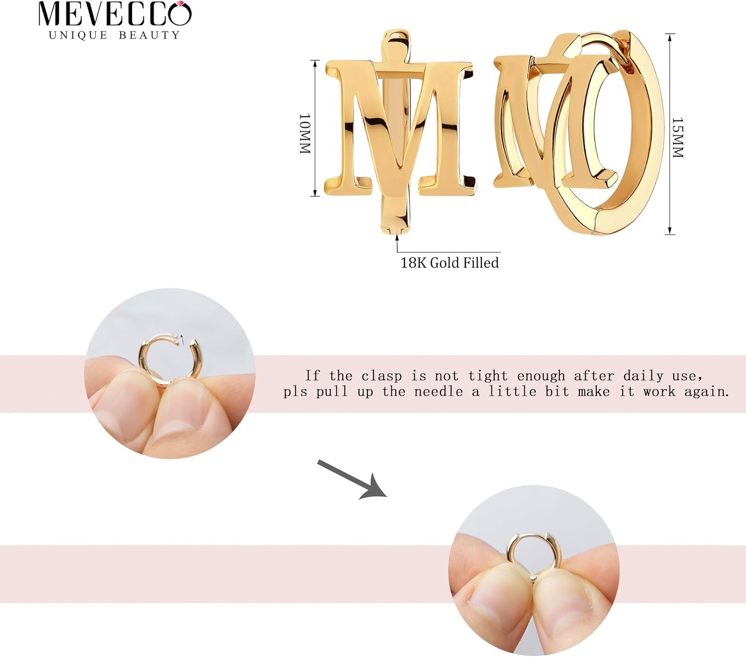 image:imageMEVECCO Initial Huggie Hoop Earrings 18K Gold Filled Letter Dainty Simple Alphabet Initials AZ 26 Letter Hoop Earrings Personalized Charm Tiny Minimalist Initial Jewelry for Her