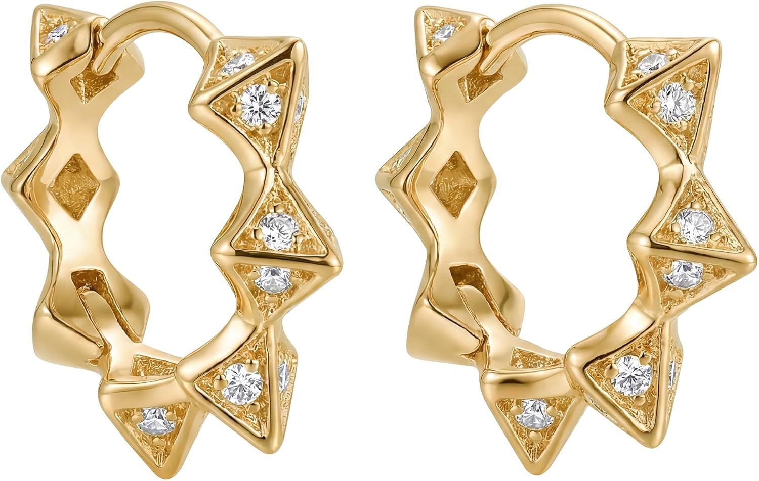 image:imageMevecco Spike CZ Hoop Earrings Gold Dainty Chunky Turquoise Hoop Earrings With 18k Gold Ear Post 25cm Diameter