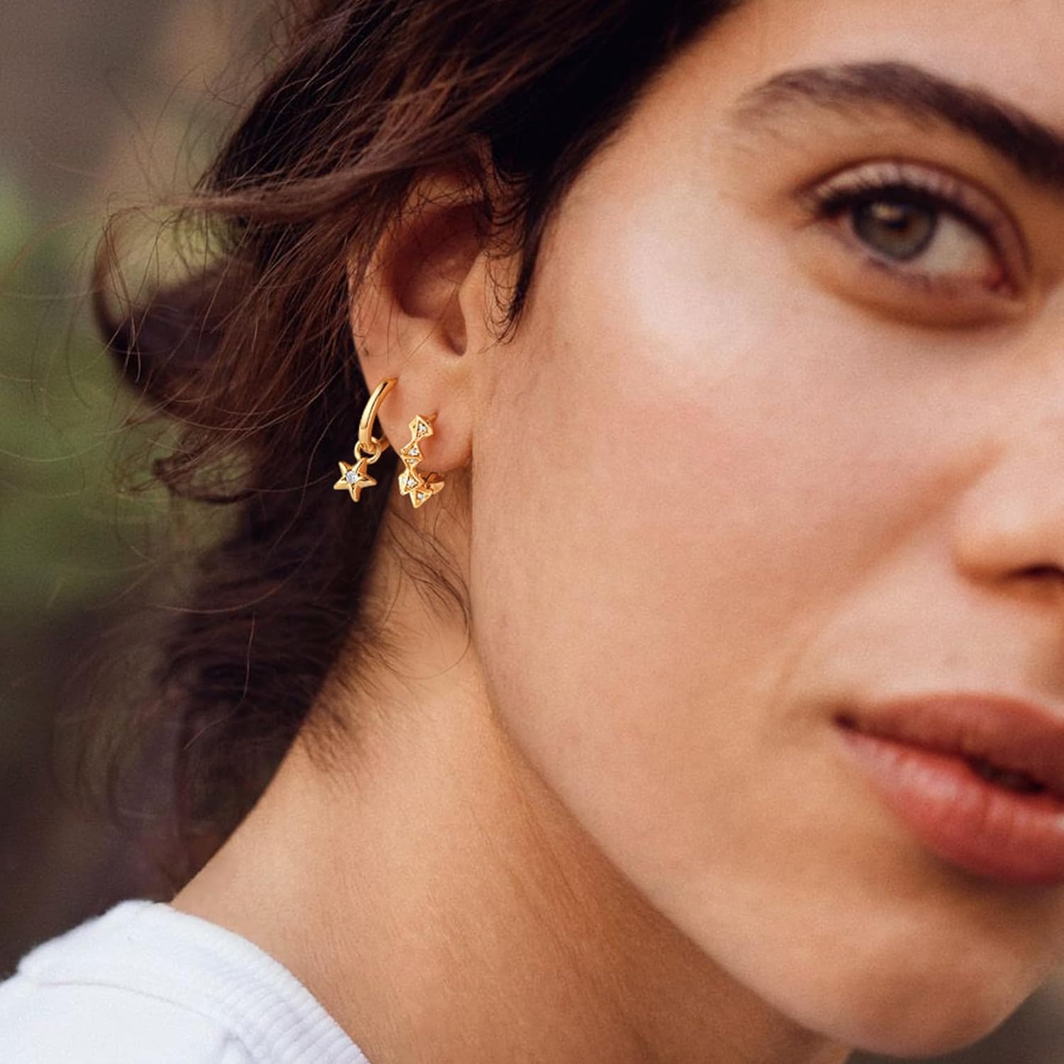 image:imageMevecco Spike CZ Hoop Earrings Gold Dainty Chunky Turquoise Hoop Earrings With 18k Gold Ear Post 25cm Diameter