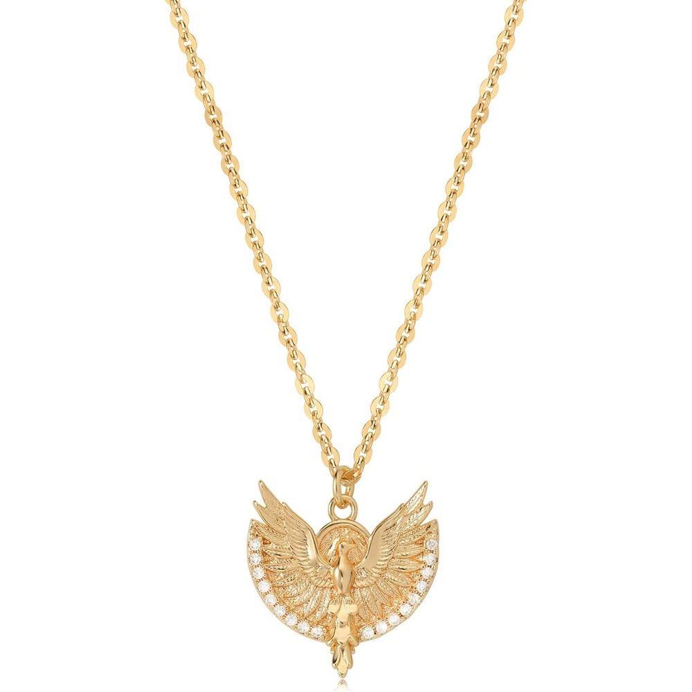 image:imageMEVECCO Dainty Gold Eagle Necklace 18k Gold Plated Vintage Cubic Zirconia Eagle Pendant Necklace Genuine Elegant for Jewelry Gifts