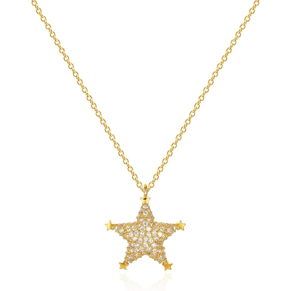 image:imageMEVECCO Dainty Star Necklace 18k Gold Plated Simple Star cz Pendant Necklace for Women Cute Cubic Zirconia Jewelry Gifts for Her