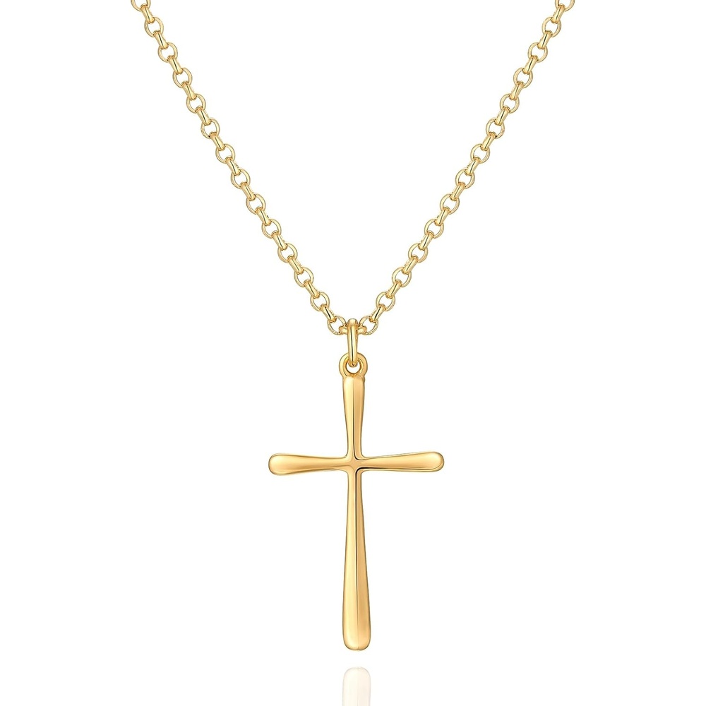 image:imageMEVECCO Gold Dainty Cross Necklace for Women18K Gold Plated Cross Faith Pendant Necklace Minimalist Handmade Crucifix Chain Jewelry Gift