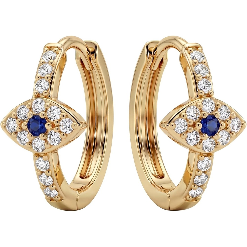 image:imageMEVECCO Gold Evil Eye Huggie Hoop Earrings 18K Gold Plated CZ Evil Eye Hoop Earrings Minimalist Handmade Earrings for Women
