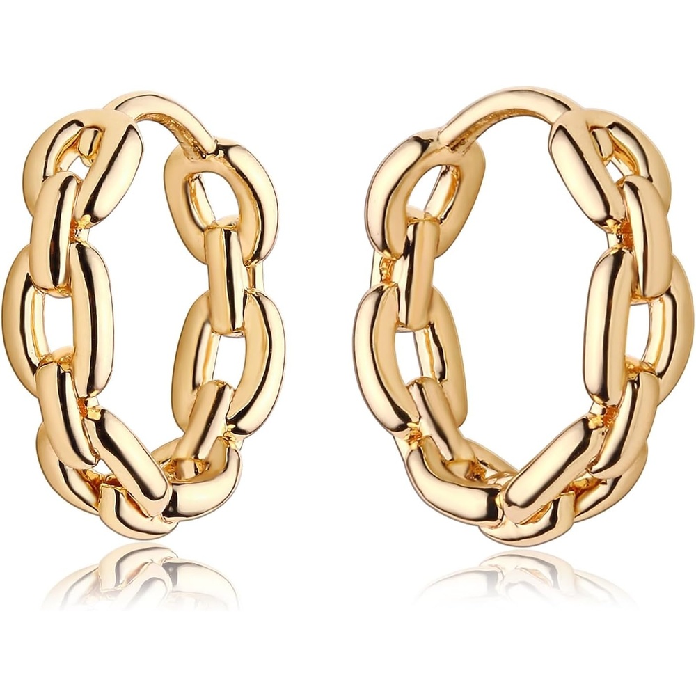 image:imageMEVECCO Gold Hoop Earrings for Women 18K Gold Plated Huggie Earrings for Everyday JewelryInterlink