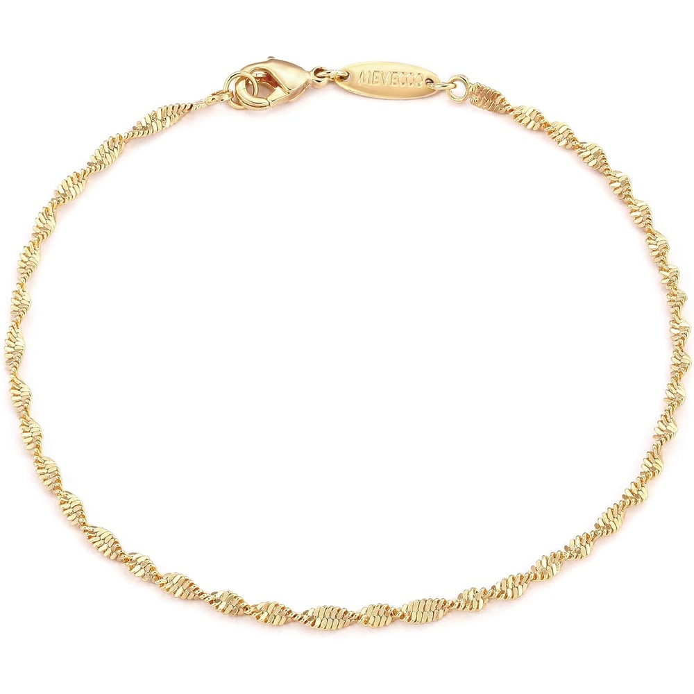 image:imageMEVECCO Gold Rope Chain Bracelets14K Gold Plated Handmade Cute Thin Dainty Bracelet for Women