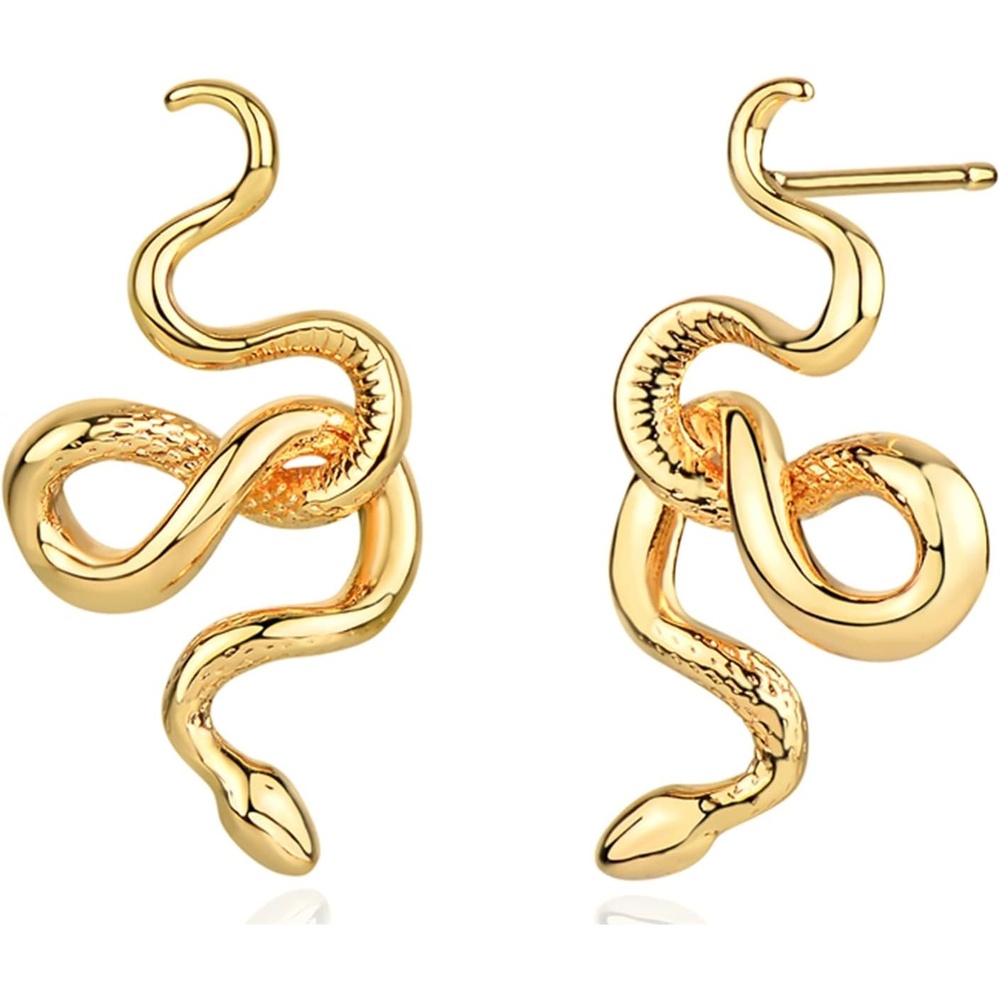 image:imageMEVECCO Gold Snake Stud Earrings for Women 18K Gold Plated Stud Earrings Dainty Snake Mini Cute Simple Delicate Minimalist Stud Earrings Gift for Her