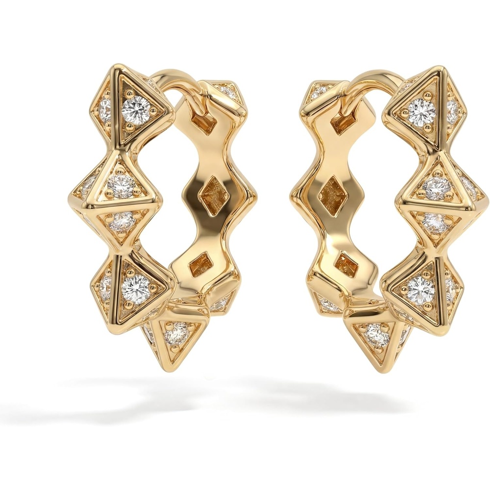image:imageMevecco Spike CZ Hoop Earrings Gold Dainty Chunky Turquoise Hoop Earrings With 18k Gold Ear Post 25cm Diameter