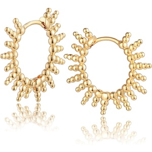image:imageMEVECCO Dainty Gold Hoop Earrings for Women 18K Gold Plated Spike Huggie Hoop Earrings Geometry Handmade Minimalist Hypoallergenic Hoop Earrings for Her GiftsTassel Beads Hoop