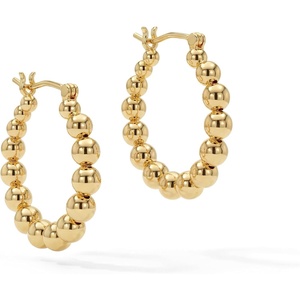 image:imageMEVECCO Gold Chunky Huggie Hoop Earring 18K Gold Plated Dainty Handmade Hypoallergenic Sleeper Hoop Earrings for WomenBeaded Hoop GD