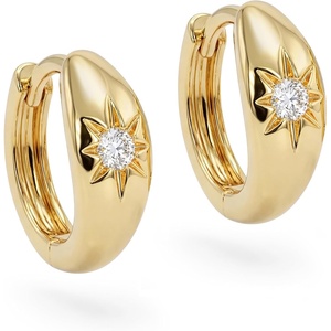 image:imageMEVECCO Gold Chunky Huggie Hoop Earring 18K Gold Plated Dainty Handmade Hypoallergenic Sleeper Hoop Earrings for WomenStarburst One