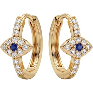image:imageMEVECCO Gold Evil Eye Huggie Hoop Earrings 18K Gold Plated CZ Evil Eye Hoop Earrings Minimalist Handmade Earrings for Women