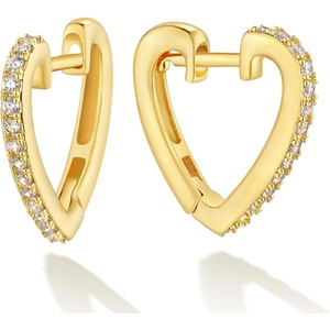 image:imageMEVECCO Gold Heart Huggie Hoop Earrings 18K Gold Plated Love Heart Hoop Minimalist Handmade Earrings for Women