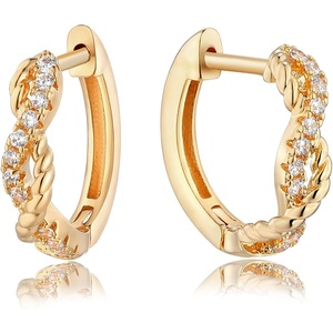 image:imageMEVECCO Gold Hoop Earrings for Women 18K Gold Plated Earrings with Shining Cubic Zriconia Twist Handmade Hoop Earrings for Everyday Jewelry